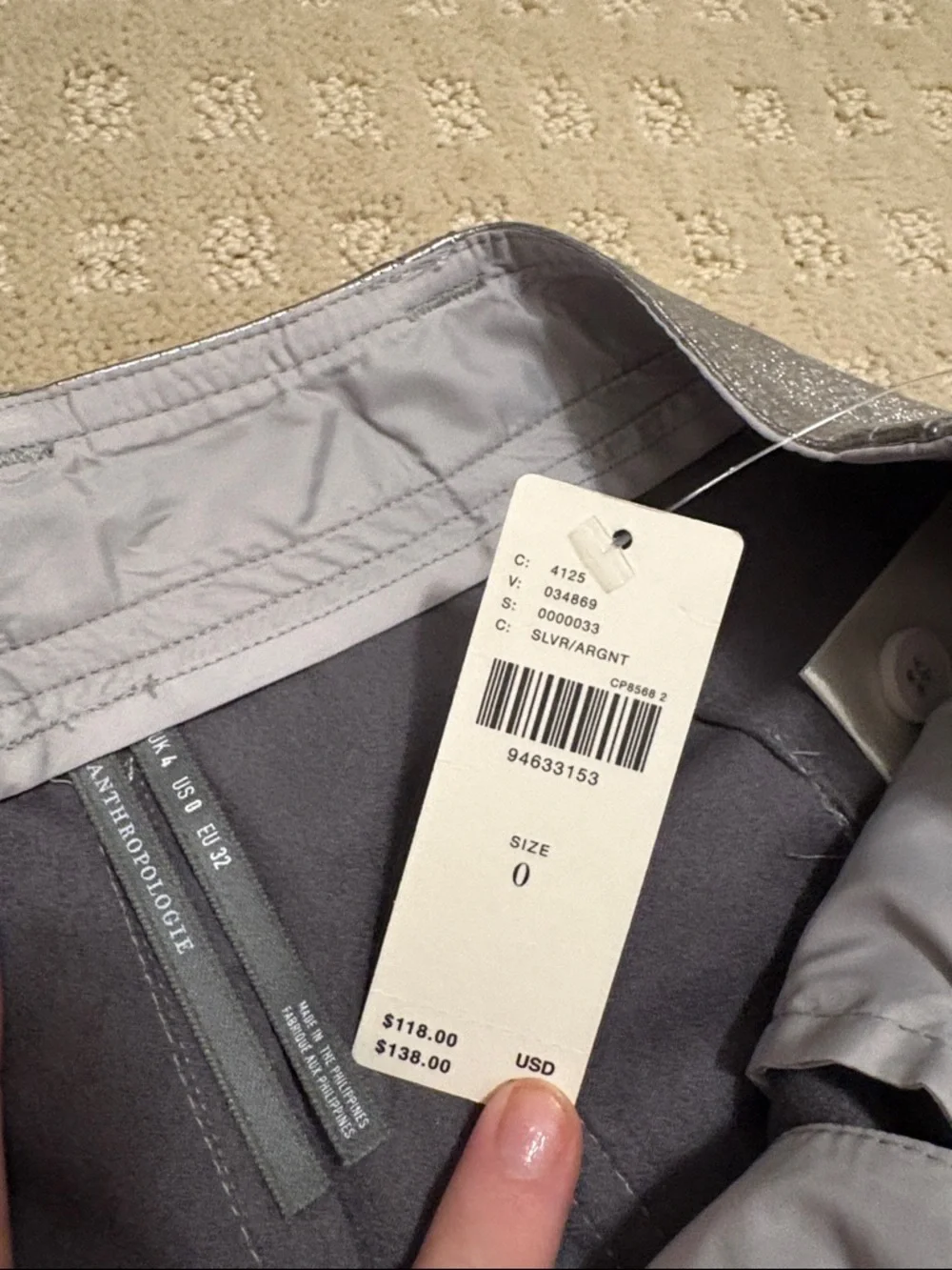 Anthropologie Metallic Silver Cargo Shorts - Picture 3 of 3